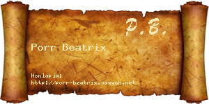 Porr Beatrix névjegykártya